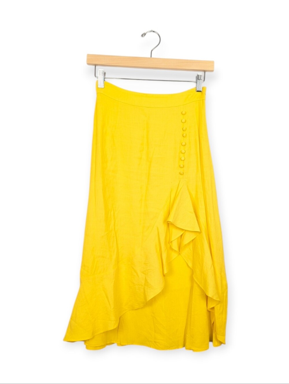 Nürode Yellow Midi Skirt Ruffle High Rise NWT